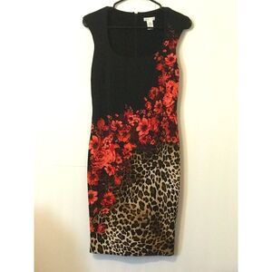 Cache Dress Women S Floral Animal Print Red Black Grey Cap Sleeve Lined Sheath